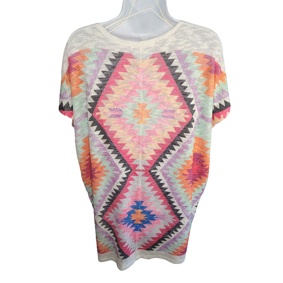 Luna Chic Sweater Blouse Women Large Pink Aztec Oversized Tunic Lightweight - Picture 6 of 8